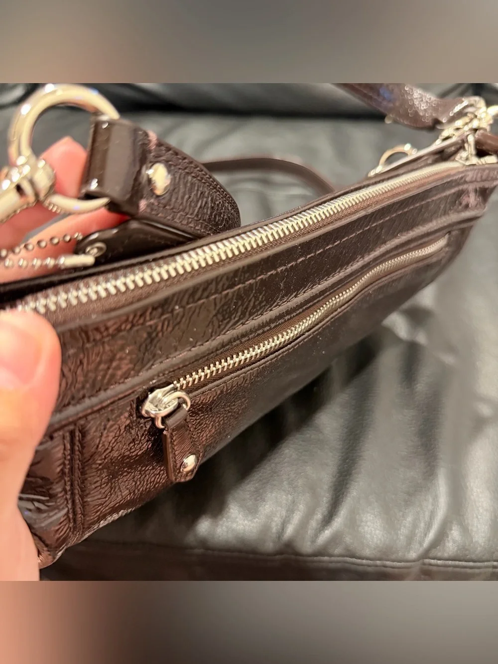 Coach Ashley Brown Patent Leather Shoulder / Handbag Purse Y2K